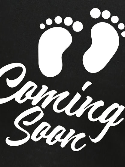 Maternity Casual Cartoon Cute Footprint Print Short Sleeve Slim Fit T-shirt For Summer Pregnancy Gift