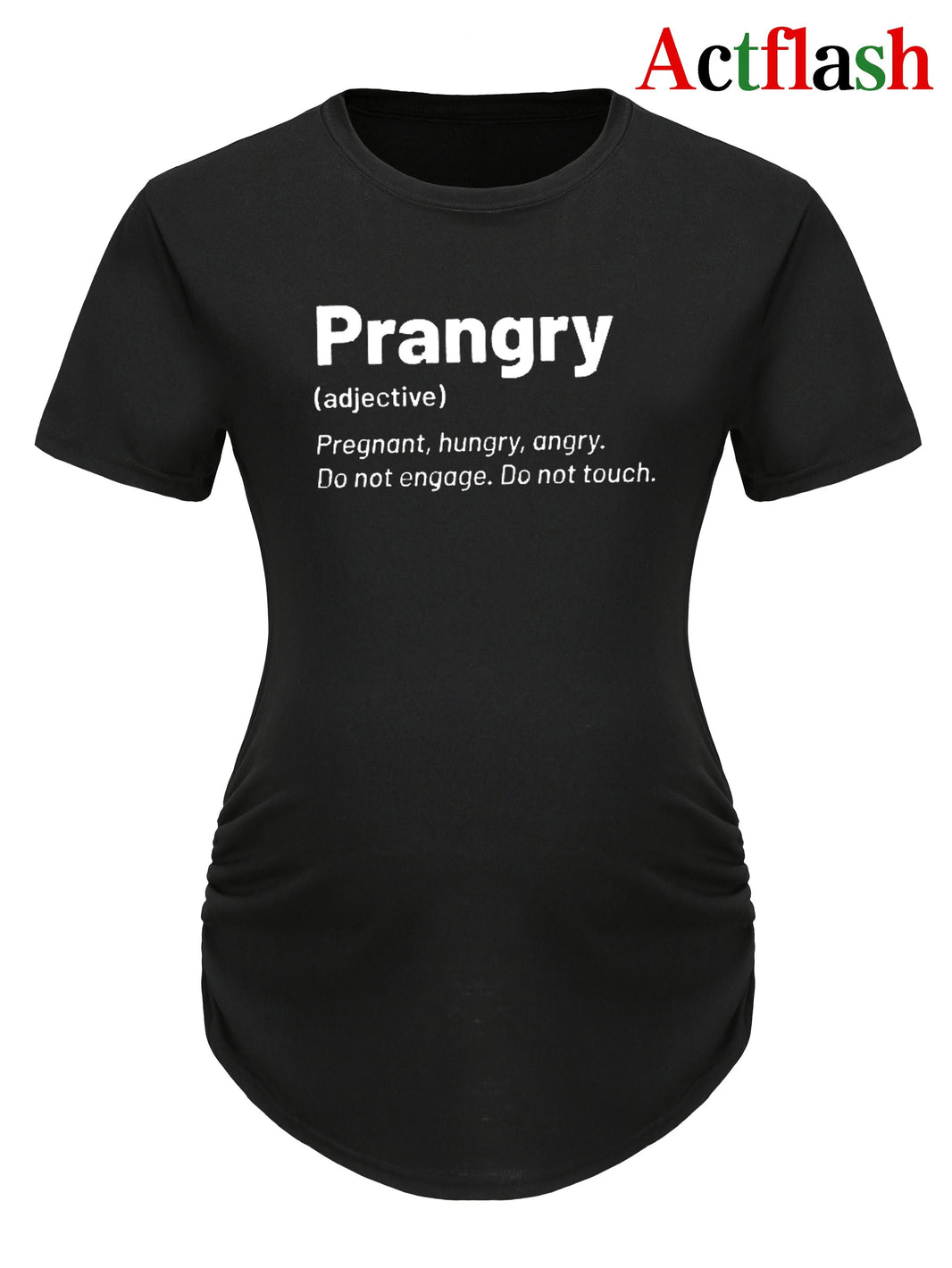 Maternity "Prangry" Print T-Shirt, Comfy Casual Short Sleeve Pregnancy Tee, Humorous Text Graphic