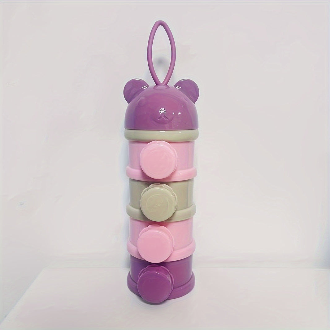 Portable 3-Layer & 4-Layer Baby Formula Dispenser – Cute Bear Snack Storage Container for Travel & Home