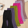6-Pack Girls' Ribbed Flare-Leg Pants — Elastic Waistband, Breathable Lightweight for All Seasons
