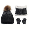 3-Piece Set – Children's Warm Hat, Scarf & Gloves – Autumn & Winter Plus Velvet, Mixed Color Knitted Set - Kidzy Market
