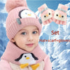 3-Piece Winter Set – Cartoon Penguin Knit Hat, Scarf & Gloves for Infants – Warm Fleece, Windproof Ear Flaps, Snap Closure – Christmas Theme for Boys & Girls - Kidzy Market