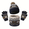 1-Piece Autumn & Winter Children's Warm Set – Cute Snowflake Knitted Hat, Scarf & Gloves for Baby - Kidzy Market
