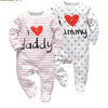 KuKitty Newborn Baby Boy/Girl Clothes – "I Really Love My Daddy/Mummy" Long Sleeve Footies Romper (Unisex, Footed Jumpsuit)