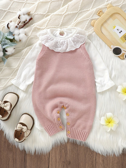 Baby Girl Knitted Bodysuit – Baby Love Jacquard Design (Soft & Comfortable, Indoor & Outdoor Wear)