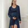 Maternity Nursing Pajama Set for Women - Long Sleeve V-Neck High-Stretch Polka Dot Nightdress with Nursing Access, Comfortable Sleepwear