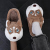 Husky Plush Slippers – Cute Brown & White Unisex Slip-On House Slippers, Warm Cozy Round-Toe Fabric Slippers for Fall & Winter