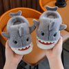 Kids Shark Furry Slippers - Cute Cartoon Slip-On House Shoes for Boys & Girls, Non-Slip PVC Sole, Warm Indoor Fall/Winter