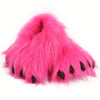 Women's White Faux Fur Claw Slippers - Plush Slip-On Indoor/Outdoor House Slippers, Cozy Flannel-Lined Novelty Gift