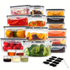 16-50PCS Food Storage Containers Set - BPA-Free Plastic Containers with Lids, Labels & Marker - Stackable, Leak-Proof, Reusable Kitchen Organizers for Meal Prep & Pantry Storage
