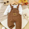 Baby Boy 0-9 Months Bear Print Top & Suspender Pants Set — 2-Piece Long-Sleeve Casual Outfit