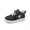 Girls No-Tie Heart Graphic Slip-On Sneakers — Lightweight Mid-Top Walking Shoes with Hook-and-Loop Closure, Valentine's Day Gift