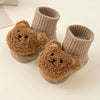 1 Pair/3 Pairs of Soft & Comfortable Ribbed Socks for Babies - Cute Bear Design | Non-Slip with Fold-Over Top, Suitable for Children