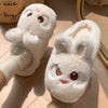 Women's Plush Bunny Slippers — Soft Big-Eyed Cartoon Cozy Indoor/Outdoor Bootie with Non-Slip PVC Sole
