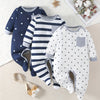 Baby Boys' Star Printed Footed Bodysuit 3-Piece Outdoor Set – Cozy and Comfortable for All Seasons