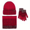 OKO-Tex 3-Piece Winter Knit Set – Stretchy Beanie, Scarf & Gloves in Blue Gradient – Warm & Cold-Proof Outdoor Gear - Kidzy Market