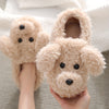 Cute Puppy Plush House Slippers — Unisex Cozy Fuzzy Slip-On Soft-Sole Indoor Slippers for Men & Women (Plus Sizes)
