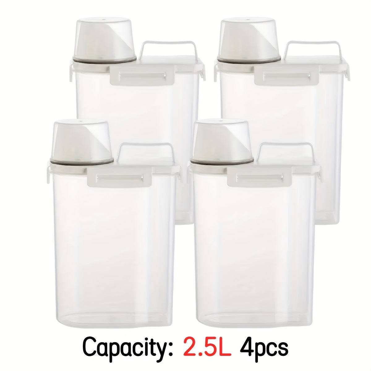 4pcs BPA-Free Plastic Food Storage Containers with Secure Lock – Moisture-Resistant, Clear & Stackable – Ideal for Grains, Nuts, Seeds, and More – Kitchen Organization Essentials