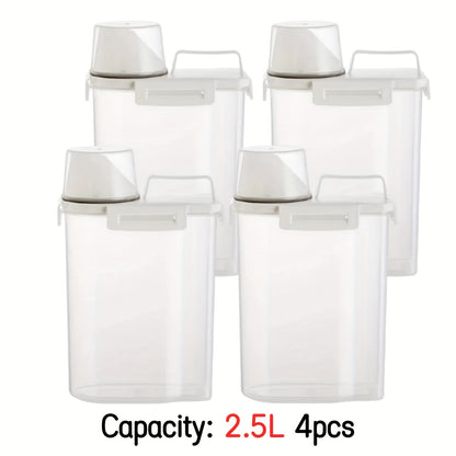 4pcs BPA-Free Plastic Food Storage Containers with Secure Lock – Moisture-Resistant, Clear & Stackable – Ideal for Grains, Nuts, Seeds, and More – Kitchen Organization Essentials